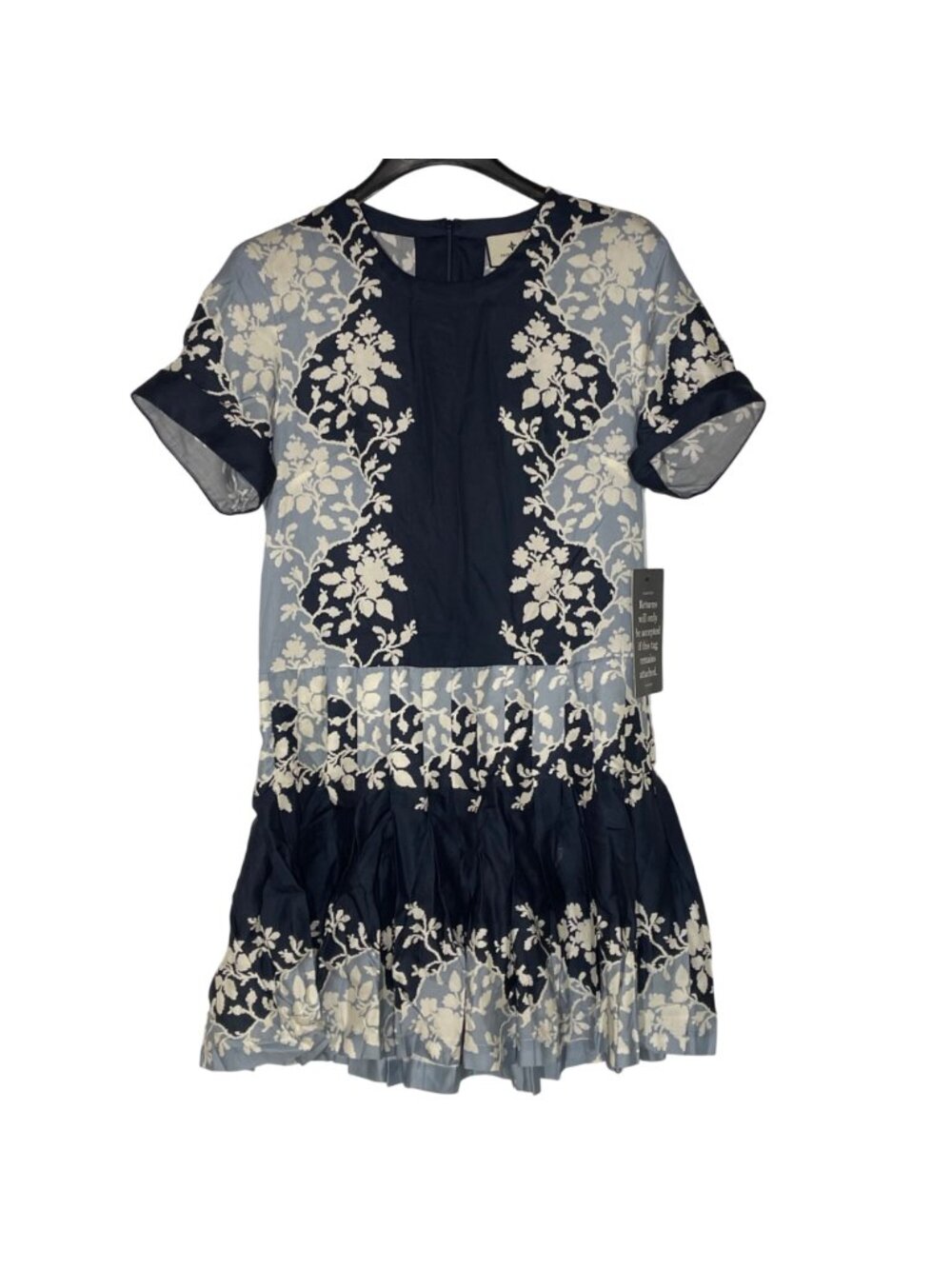 Tuckernuck Blue Fog Pleated Liza Dress Floral Sz SM Tencel Lightweight Spring